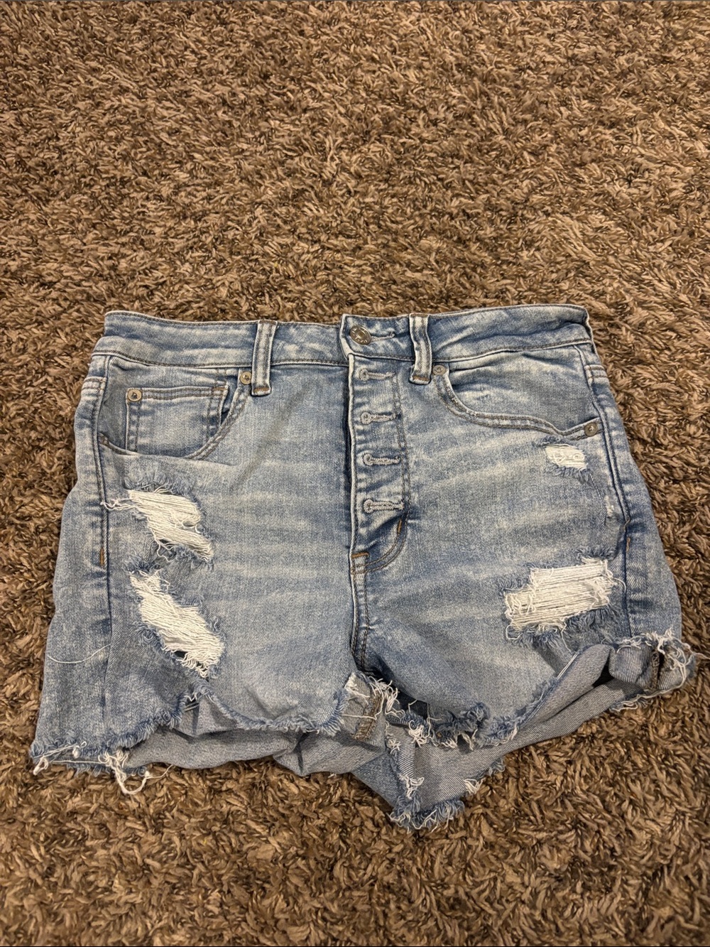 American Eagle Outfitters Light Wash Distressed Denim Shorts